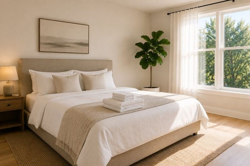 Airbnb turnover in progress by a Pure Grind cleaner